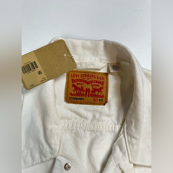New Levis Jacket Mens Denim Trucker Jacket Jeans White Standard Size 2XL - Picture 9 of 12